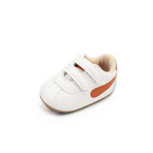 Pantofi Sport Velcro - Piele ecologica - Alb/Maro imagine