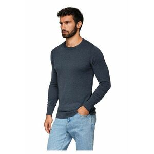 Pulover clasic din viscoza BASIC cu decolteu rotund OM-SWBS-0106 - Albastru inchis imagine