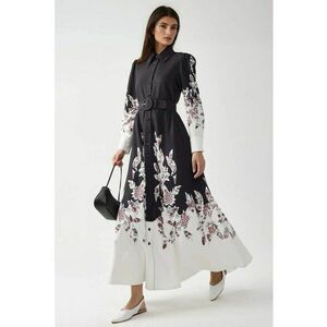 Rochie maxi maneca lunga - gri - textil imagine