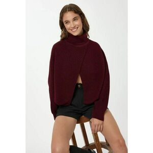 Pulover dama - pulover cu guler inalt - maneca lunga - rosu - tricot imagine
