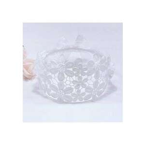 Bentita tip boneta Model AL 18337 cu floricele crosetate - Fete - 6-12 luni - Alb imagine
