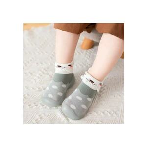 Botosi Cu Talpa De Silicon Antiderapanta - Model Kitty - Textil - Fete - Gri imagine