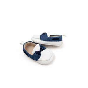 Pantofi Tip Mocasini - Casual - Piele ecologica - Baieti - Fara inchidere - Alb - Albastru imagine
