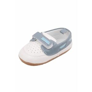 Pantofi Tip Mocasini - Pentru Baietei - Elegant - Piele ecologica - Velcro - Alb - Albastru Deschis imagine