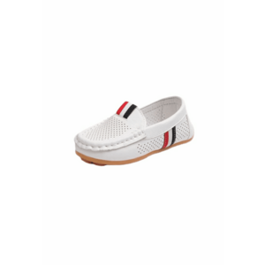 Mocasini Model Pirates - Piele ecologica - Baieti - Fara inchidere - Alb imagine