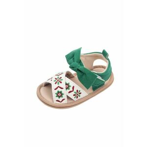 Sandale Model Flowers - Piele ecologica - Fete - Velcro - Alb/Verde imagine