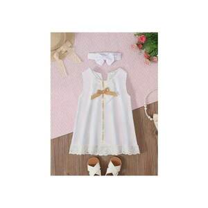 Rochie Eleganta Model AL 11222 cu bentita - Alb - 3-6 luni - imagine