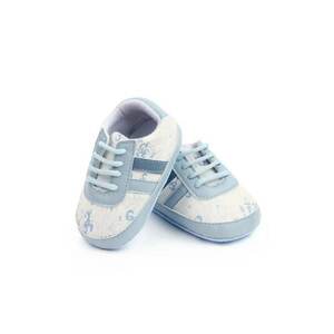 Pantofi Sport Model Cifre - Piele ecologica - Baieti - Siret - Alb - Albastru imagine