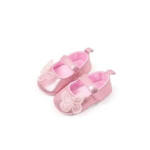 Pantofi Sidefati - Cu Fluturas - Elegant - Textil - Fete - Velcro - Roz imagine