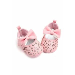 Pantofi Cu Model Ajurat Si Fundita Aplicata - Casual - Piele ecologica - Fete - Velcro - Roz imagine