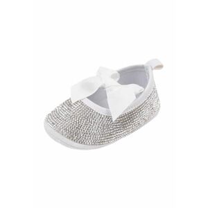 Pantofi Cu Strasuri - Elegant - Textil - Fete - Fara inchidere - Argintiu - Alb imagine