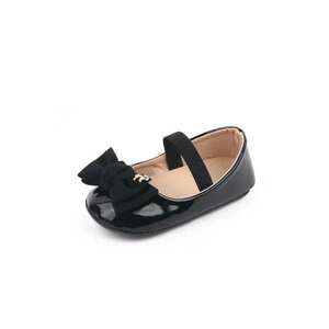 Pantofi Cu Fundita - Elegant - Piele lacuita - Fete - Velcro - Negru imagine