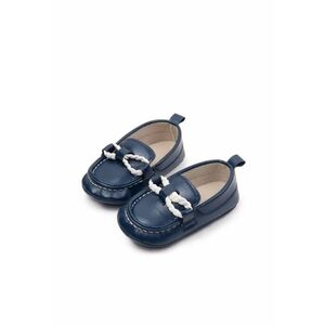 Pantofi Tip Mocasini - Cu Fir Alb Impletit - Casual - Piele ecologica - Baieti - Fara inchidere - Bleumarin imagine