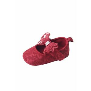 Pantofi Cu Broderie Si Fundita - Textil - Fete - Velcro - Visiniu imagine