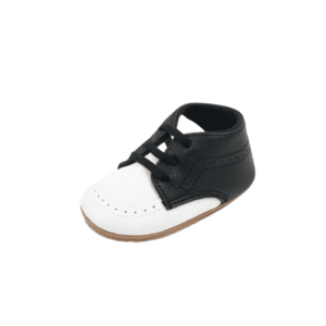 Pantofi Elegant - Piele ecologica - Baieti - Siret - Alb/ Negru imagine