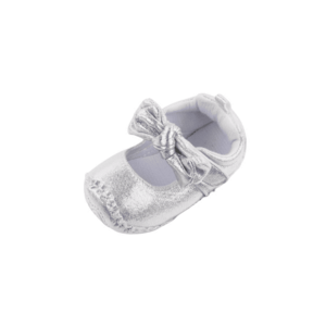 Pantofi Argintii Cu Fundita Pentru Fetite - Textil imagine