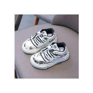 Pantofi Sport In Degrade - Casual - Textil - Baieti - Siret - Alb - Negru imagine