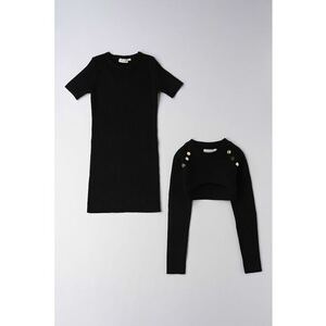 Set de rochie uni si pulover - Negru imagine