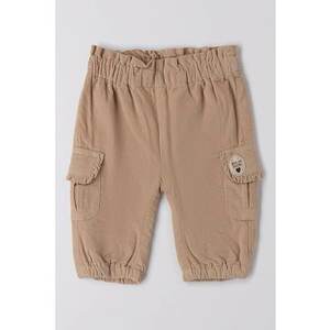 Pantaloni din reiat cu talie elastica - Maro deschis imagine