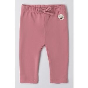 Pantaloni uni cu snur - Roz prafuit imagine