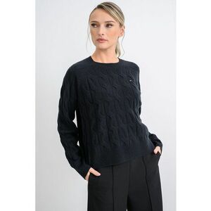 Pulover din lana cu design torsade - Negru imagine