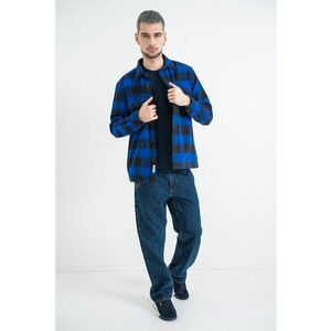 Camasa relaxed-fit din flanel cu model in carouri - Negru/Albastru imagine