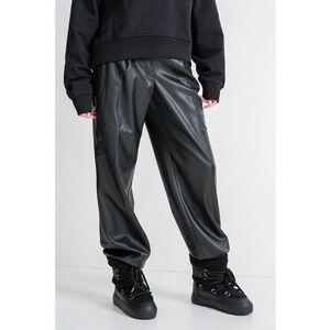 Pantaloni drepti din piele ecologica - Negru imagine