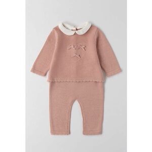 Set de pantaloni din tricost si bluza - 2 piese - Roz prafuit imagine