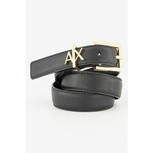 Curea de piele cu detaliu cu logo metalic - Negru imagine