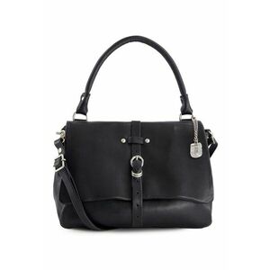 Geanta crossbody piele naturala - 5 compartimente interioare - dimensiuni 29x16x13cm - curea - Negru imagine