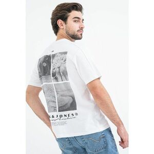 Tricou din amestec de bumbac cu imprimeu pe partea din spate - Gri/Alb optic imagine