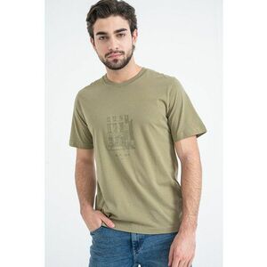 Tricou din bumbac organic cu imprimeu pe piept Blabreeze - Kaki imagine