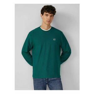 Bluza barbati cu textura striata - decolteu la baza gatului - Regular fit - Verde - imagine
