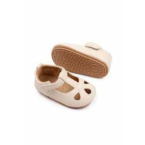 Pantofi Cu Model Decupat - Casual - Piele ecologica - Fete - Velcro - Ivoire imagine