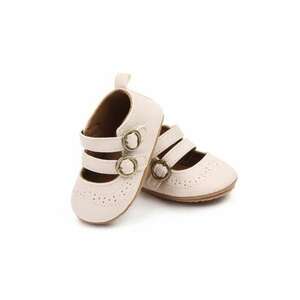 Pantofi Cu Model Ajurat - Casual - Piele ecologica - Fete - Velcro - Ivoire imagine