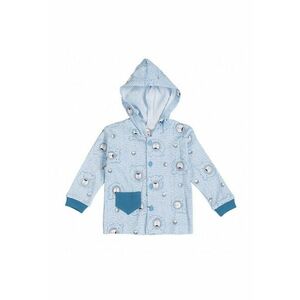 Bluza Tip Hanorac - Teddy Smile - Maneca lunga - Nasturi - Bumbac - Baieti - Bleu imagine
