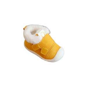 Pantofi Imblaniti - Model Snow - Piele intoarsa - Velcro - Galben mustar imagine
