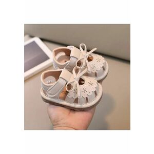 Sandale Cu Piuitoare - Model Decupat - Piele ecologica - Velcro - Fete - Ivoire - imagine
