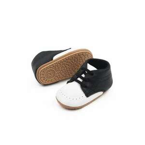 Pantofi Cu Sireturi Din Elastic - Elegant - Piele ecologica - Baieti - Alb - Negru imagine