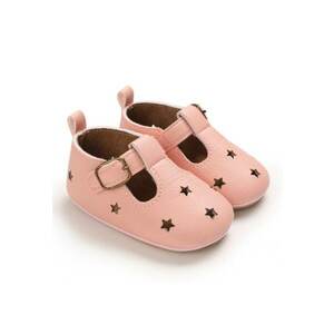 Pantofi Cu Stelute Decupate - Casual - Piele ecologica - Fete - Velcro - Roz imagine