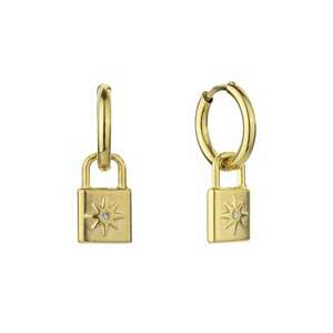 Cercei cu element in forma de lacat - Auriu/Argintiu imagine