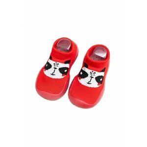 Botosi Talpa Antiderapanta - Model Panda - Textil - Baieti - Fete - Rosu imagine