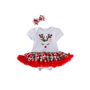 Set Rochie Si Bentita Renul Iubaret - Casual - Fete - Maneca scurta - Multicolor imagine