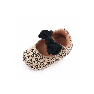 Pantofiori Leopard Cu Fundita Neagra - Velcro - Textil - Fete imagine