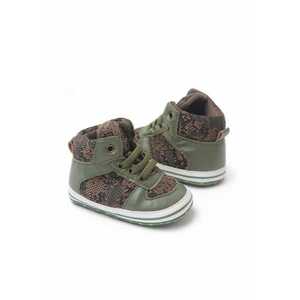 Ghete Casual - Piele ecologica - Textil - Baieti - Siret - Verde - Maro imagine
