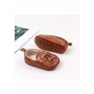 Pantofi eleganti Model AL 18948 cu ciucurasi - Pentru bebelusi - Piele ecologica - Baieti - 9-12 luni - Maro - imagine