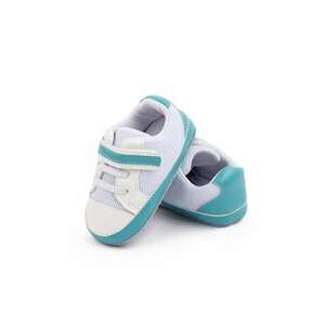 Pantofi sport Model AL 16500 cu insertii turcoaz - pentru bebelusi - Textil - 9-12 luni - Alb - imagine