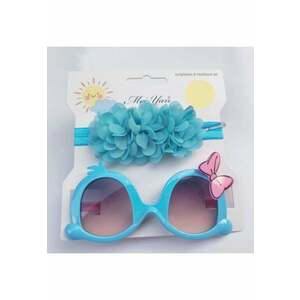 Set bentita si ochelari de soare Model AL 17460 Little Daisy - Fete - Turcoaz - Albastru imagine