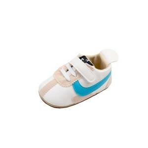 Pantofi Sport Model David - Casual - Piele ecologica - Baieti - Siret - Velcro - Alb/Albastru/Crem imagine
