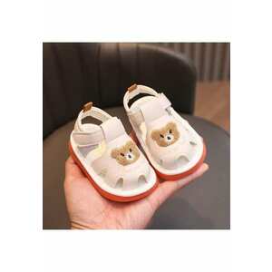 Sandale Cu Piuitoare - Model Bear family - Piele ecologica - Velcro - Baieti - fete - Ivoire - Ivoire imagine
